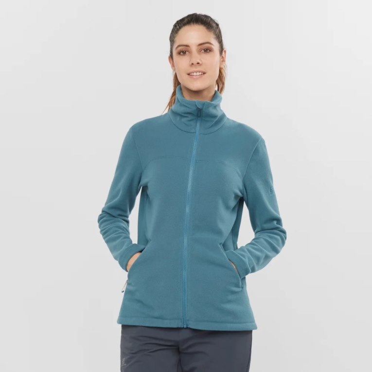 Chaquetas Salomon Essential Cosy Fleece Full Zip Mujer Turquesa | MX FOTS698